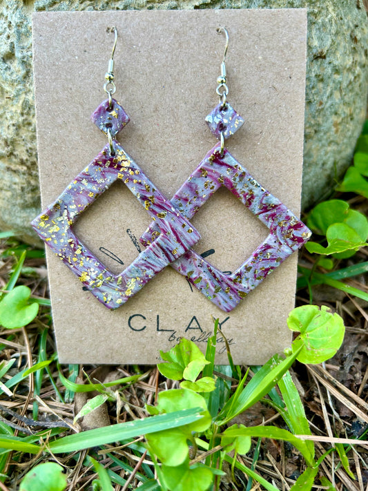 R1 RUBY Fleck Hollow Square Dangle