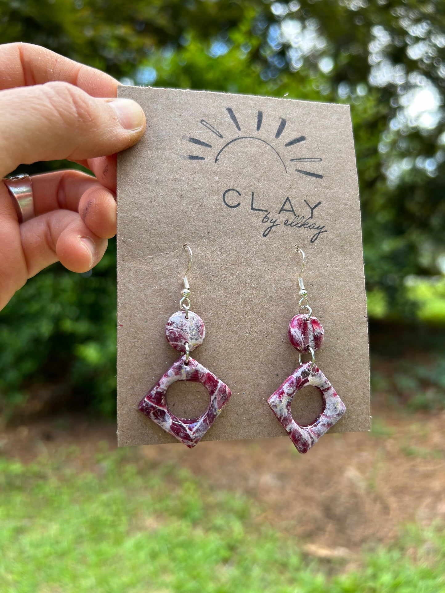 R3 RUBY Cutout Square Dangle